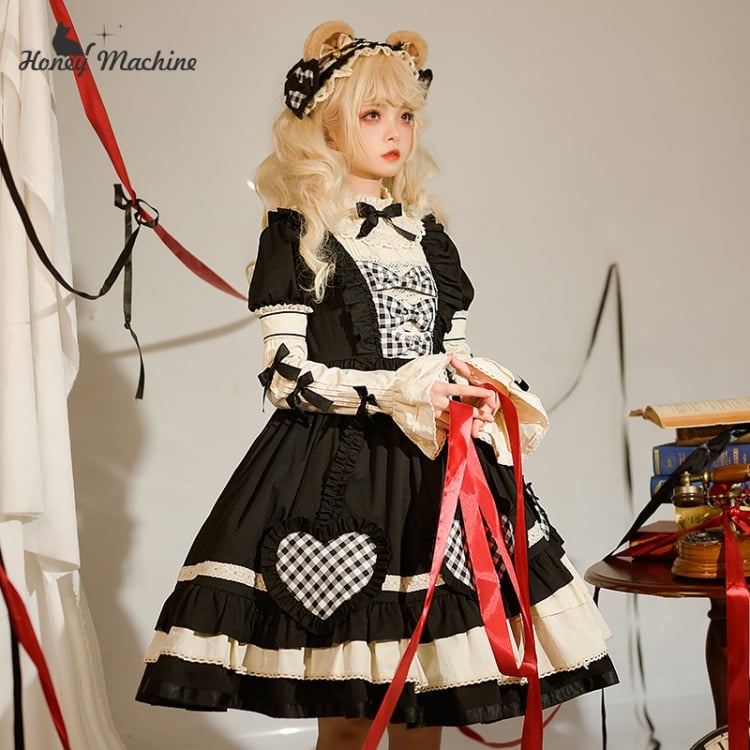 Clearance - Little Cherry Black Love Collar Removable Long Sleeves Sweet OP