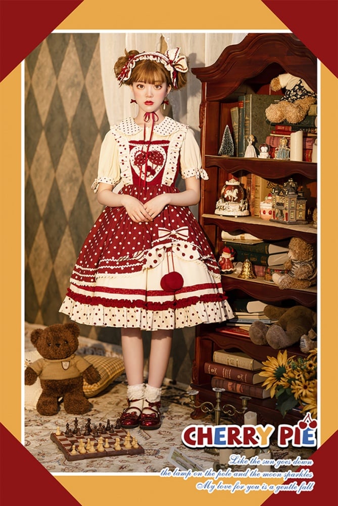 Clearance - Cherry Pie Polka Dot Sweet Jumper Skirt