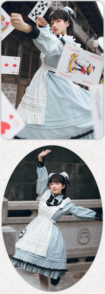 Alice's Fantasy Stand Collar Long Sleeves Cotton Qi Style One Piece Full Set