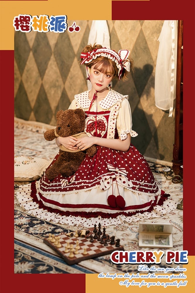 Clearance - Cherry Pie Polka Dot Sweet Jumper Skirt