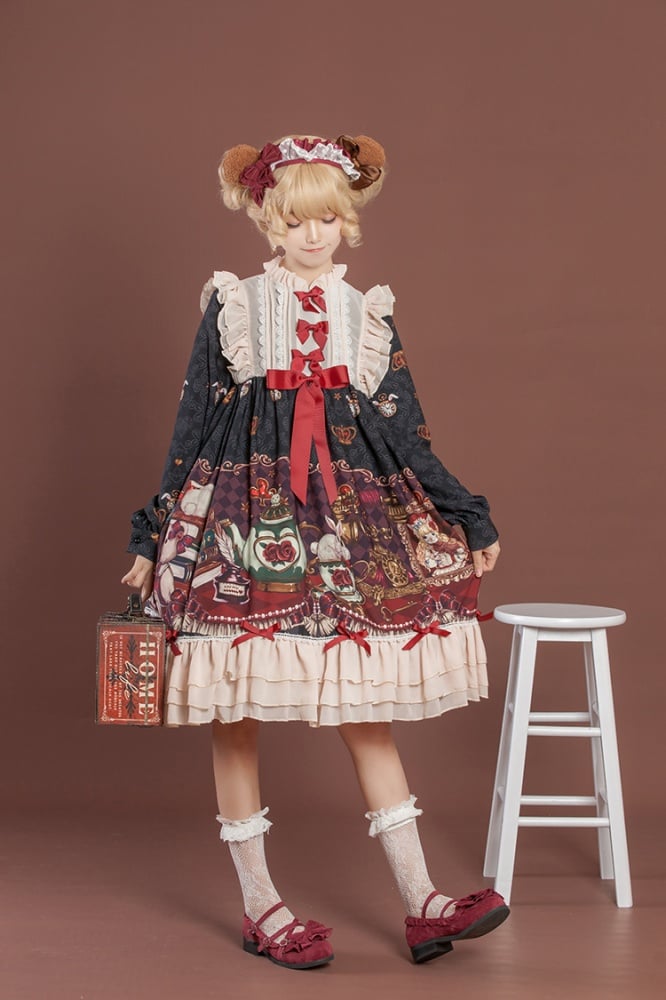 Crown Bear Black Long Sleeves One Piece