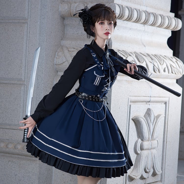 Dark Blue Military Jumper Skirt / Cape
