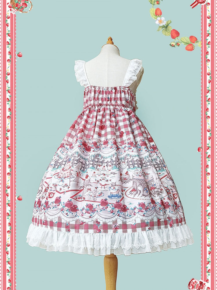 Pink Forest Tea Party Plaid Jumper Skirt
