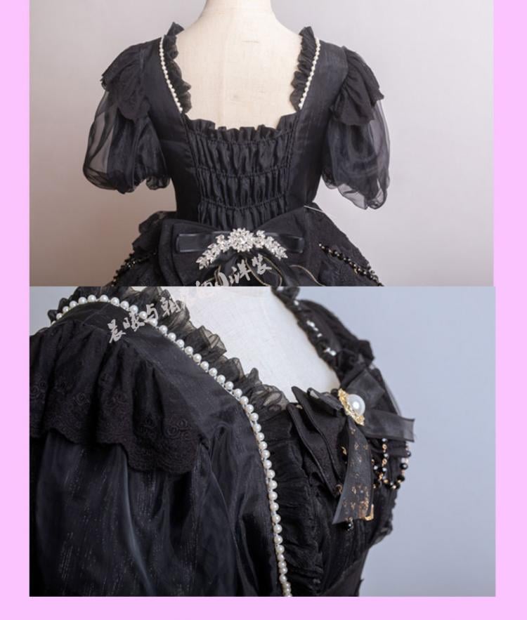 In Stock Garden Dance Short Puff Sleeves Elegant One Piece