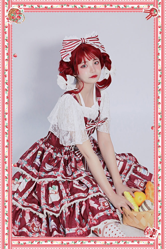 Strawberry Afternoon Tea Tiered Flounce Skirt Jumper Skirt II