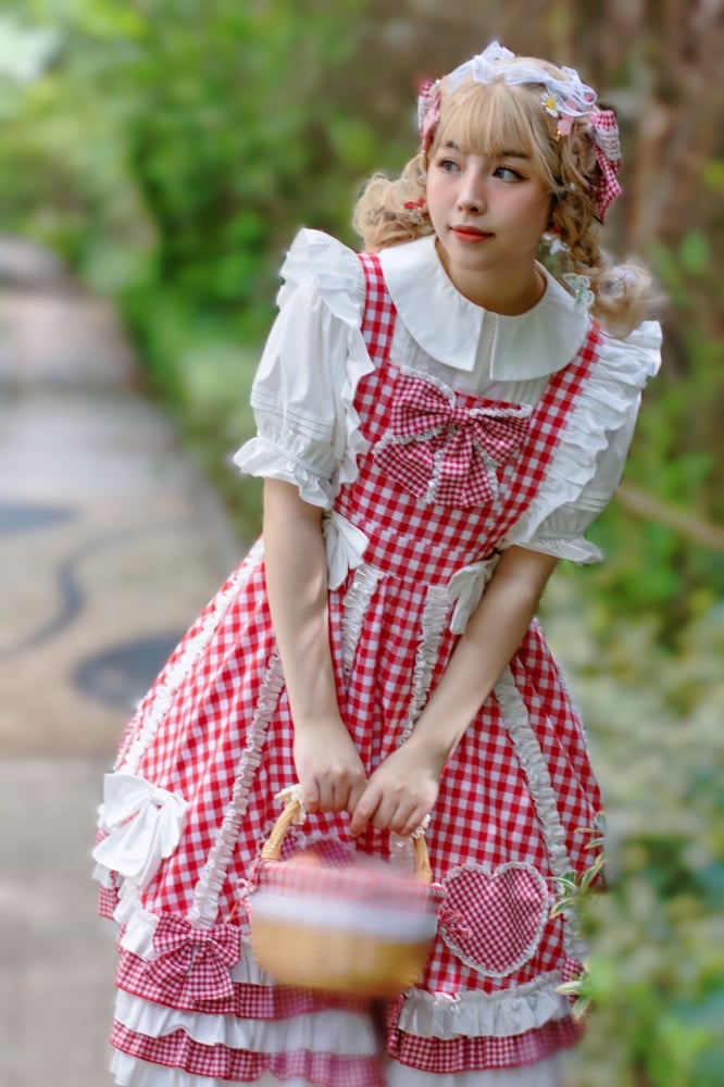 Tokyo Traveler Red Gingham Jumper Skirt
