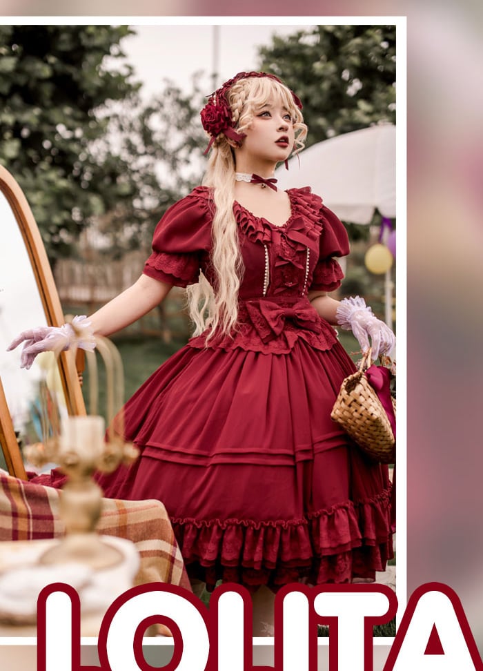 Song of Dawn Short Puff Sleeves Tea Party One Piece