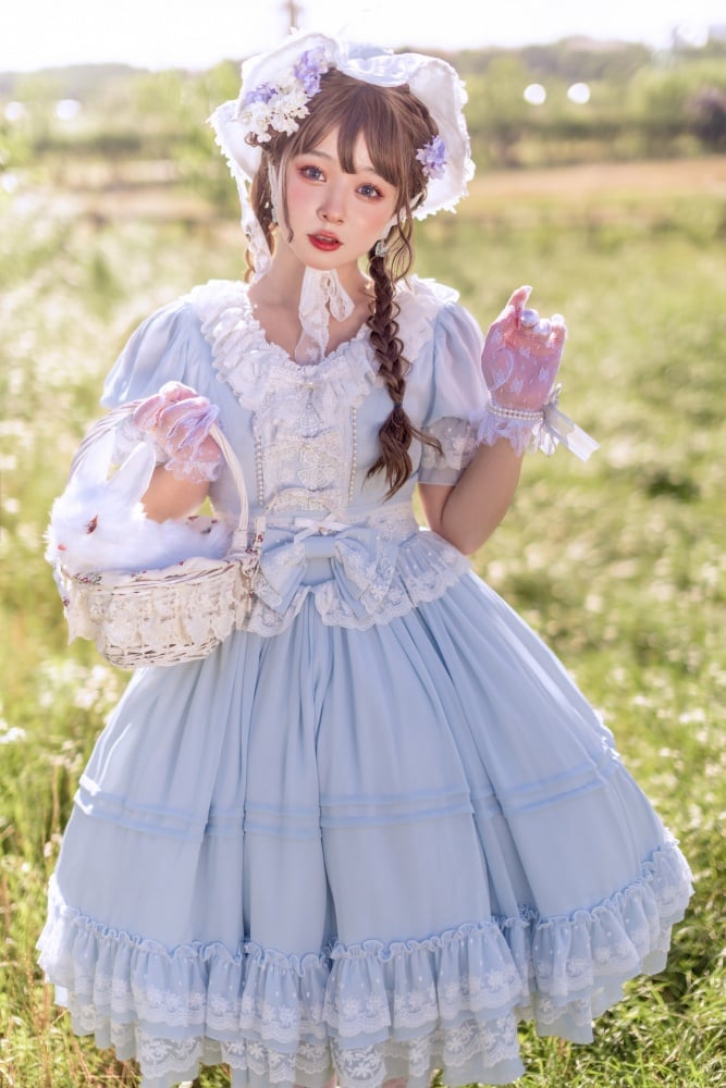 Song of Dawn Short Puff Sleeves Tea Party One Piece