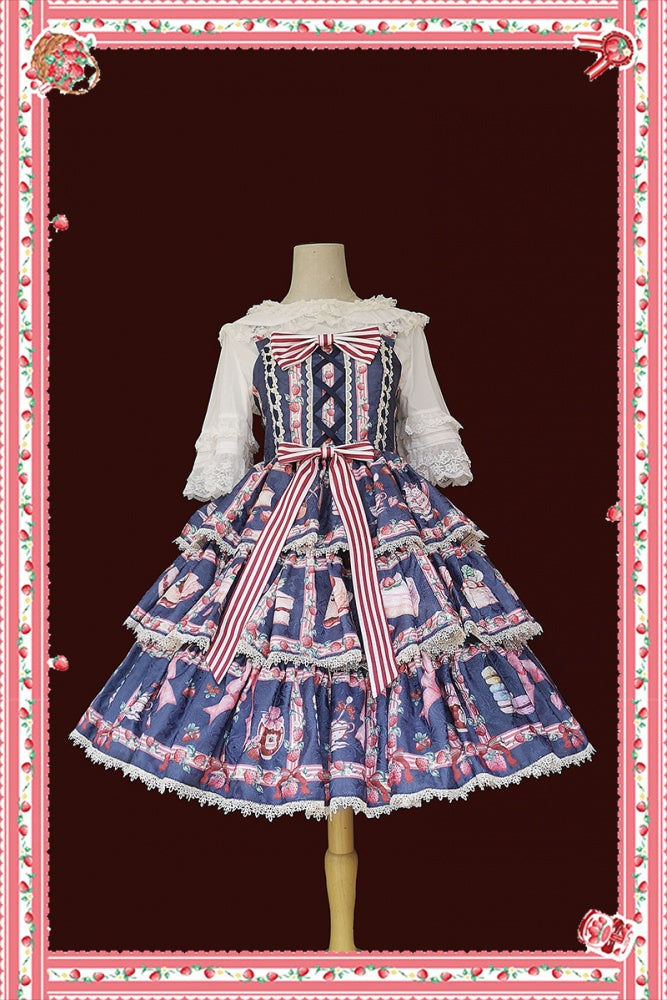Strawberry Afternoon Tea Tiered Flounce Skirt Jumper Skirt II