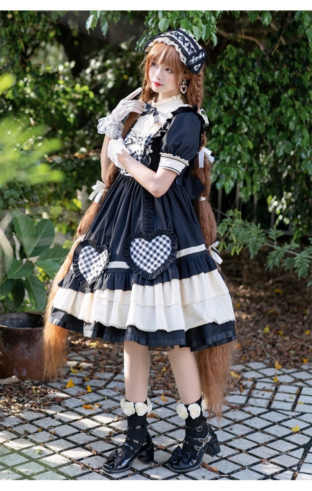 Clearance - Little Cherry Black Love Collar Removable Long Sleeves Sweet OP