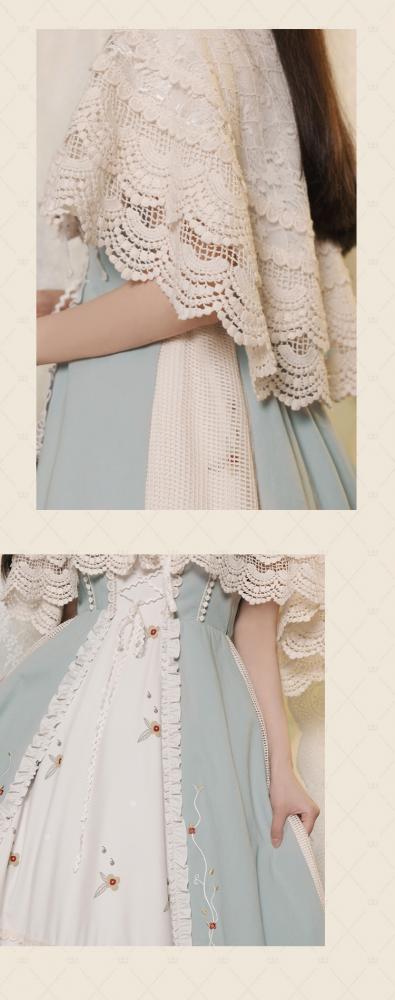 Girl's Mind Elegant Jumper Skirt / Lace Cape Set