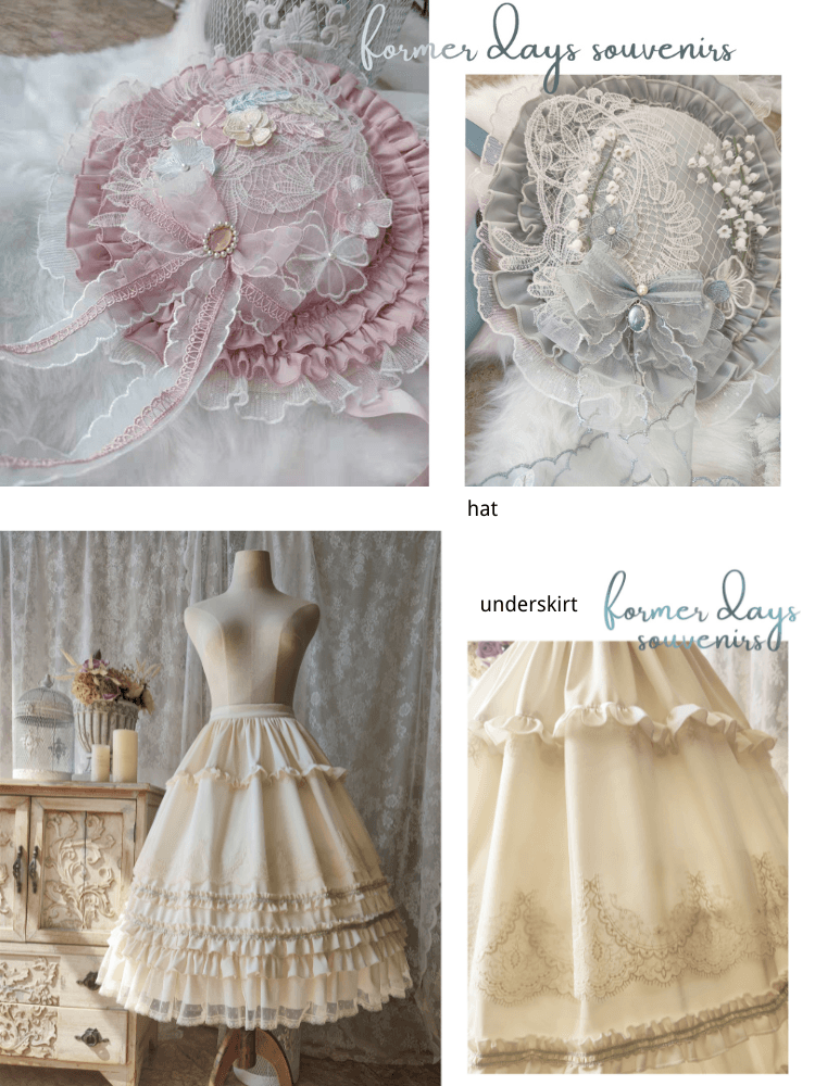 In Stock Former Days Souvenirs Mid-sleeves Floral Embroidery Elegant Pink Lolita Dress Full Set