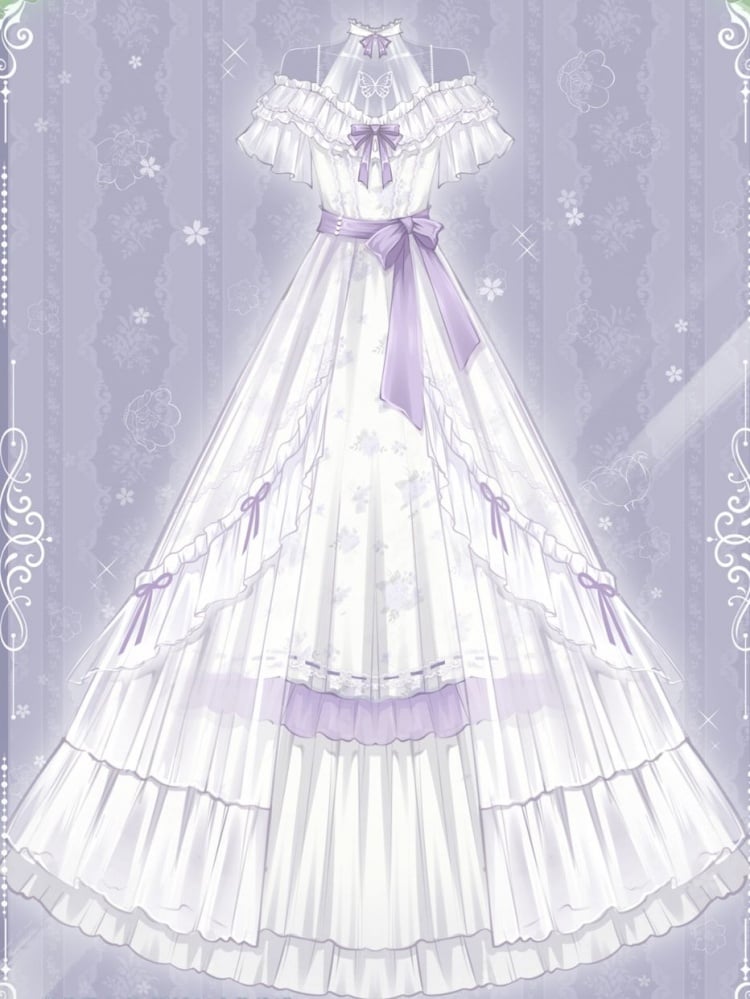 Illusion Neckline Elegant Floral Dress White and Purple High Waist Classic One Piece