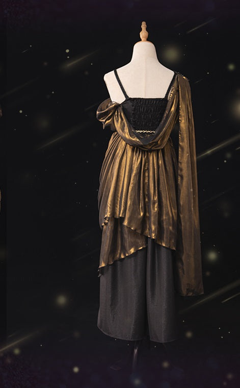 High Waist Black Elegant Jumper Skirt with KC and Waist Chain Full Set