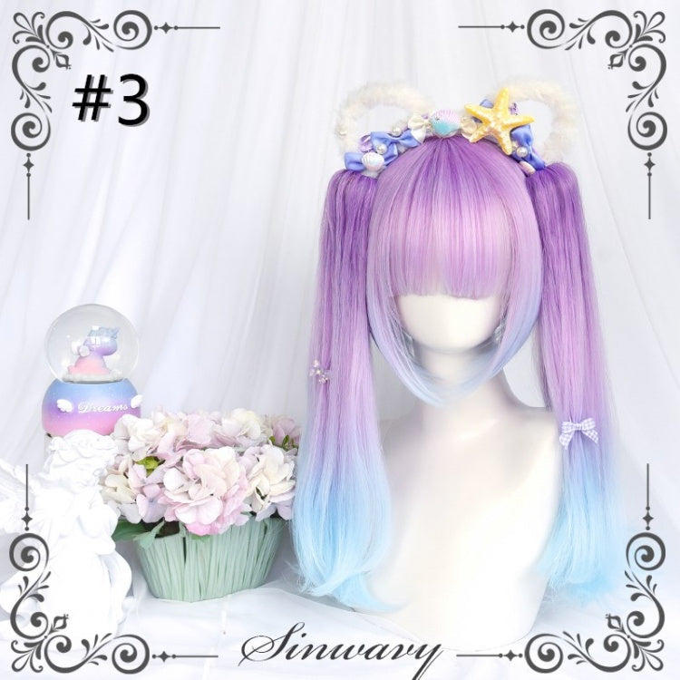 Magic Box Blue and Purple Short BoBo / Double Ponytail Synthetic Wig