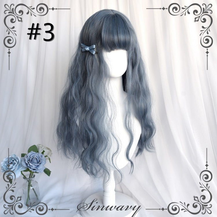 Shepherd Wool Roll Long Curly Synthetic Wig with Air Bangs