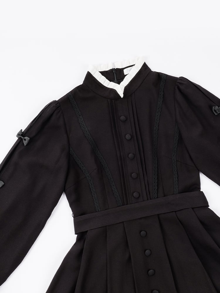 Close-up of nun-style collar on Gothic Skeleton Dress