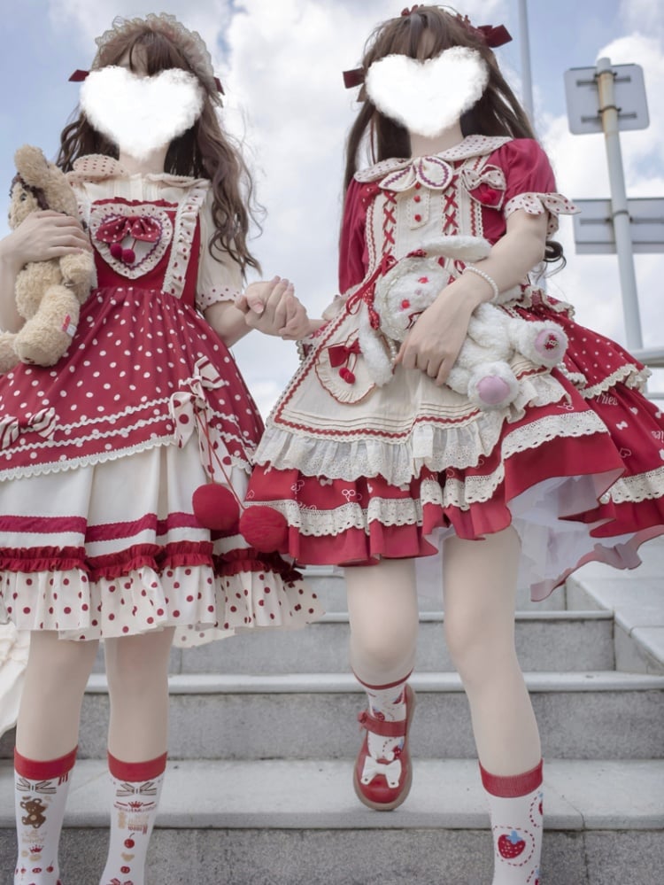 Clearance - Cherry Pie Polka Dot Sweet Jumper Skirt
