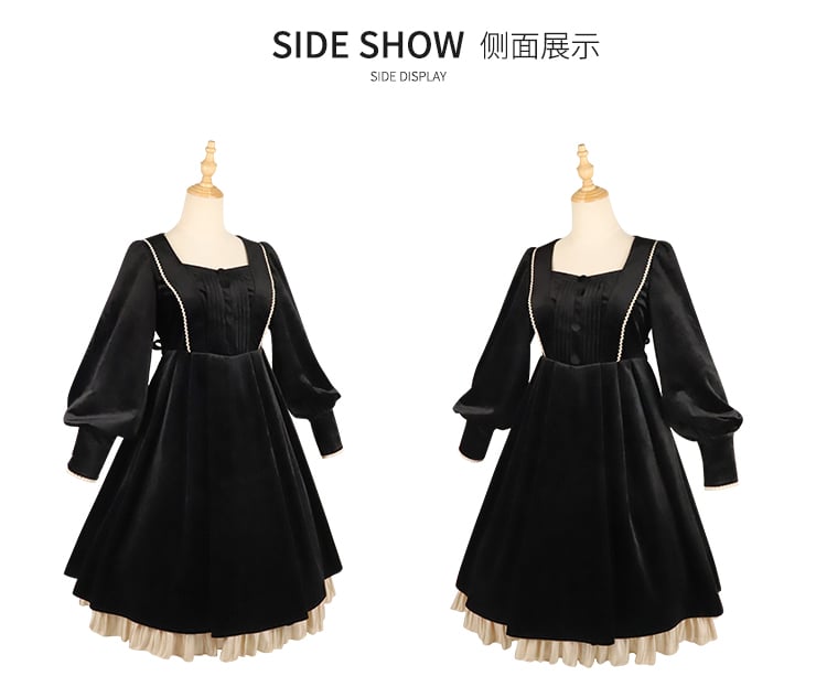 Miss Lily Removable Collar Long Sleeves Black One Piece