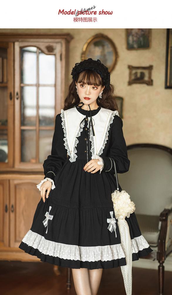 Temple of The Cross Pointed Collar Long Sleeves One Piece