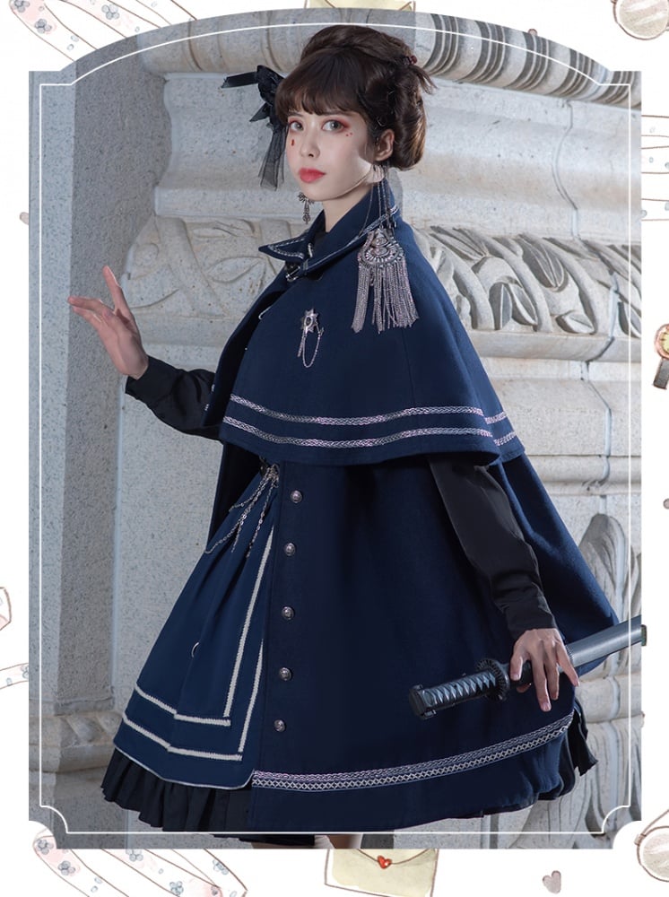Dark Blue Military Jumper Skirt / Cape