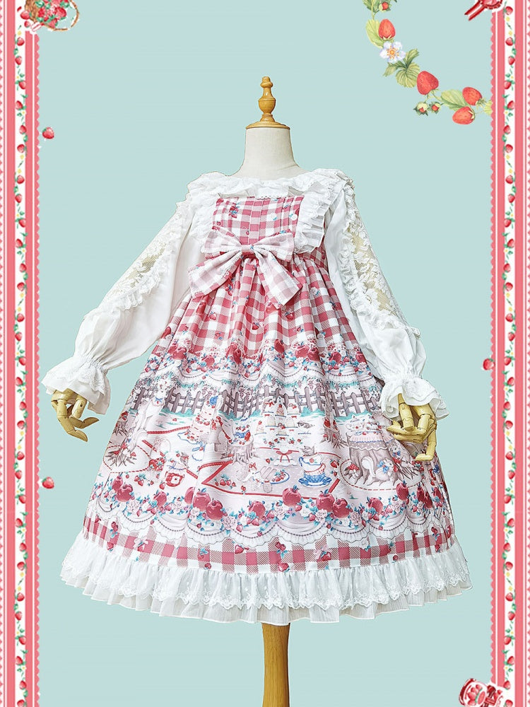 Pink Forest Tea Party Plaid Jumper Skirt