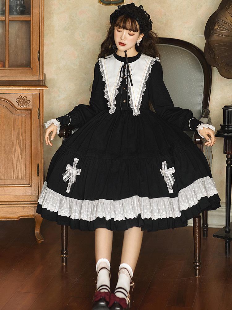 Temple of The Cross Pointed Collar Long Sleeves One Piece