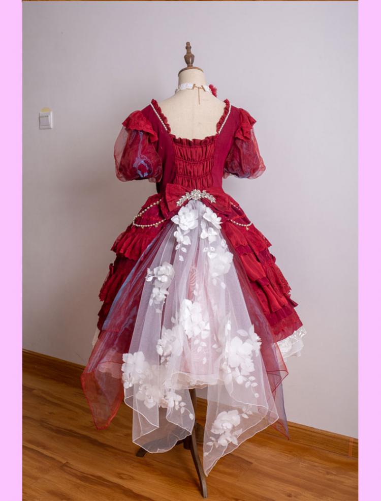 In Stock Garden Dance Short Puff Sleeves Elegant One Piece
