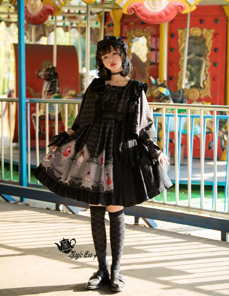 No One Lives Jumper Skirt in Black at Amusement Park