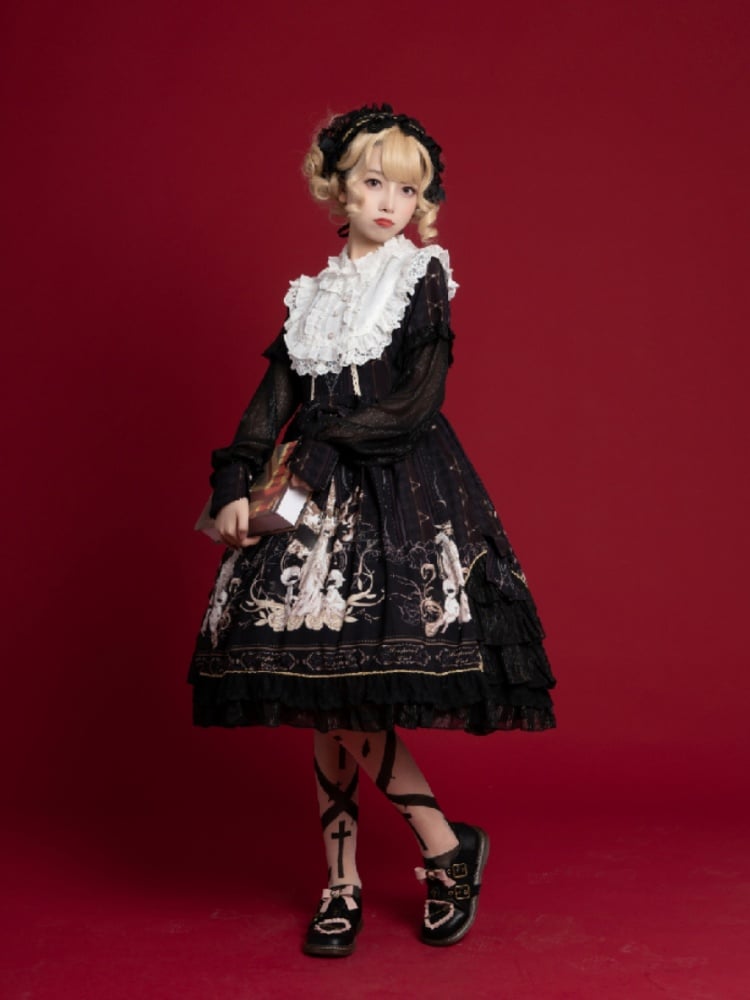 Color Black Reunite the World Long Sleeves One Piece Bust Size Available up to 106cm