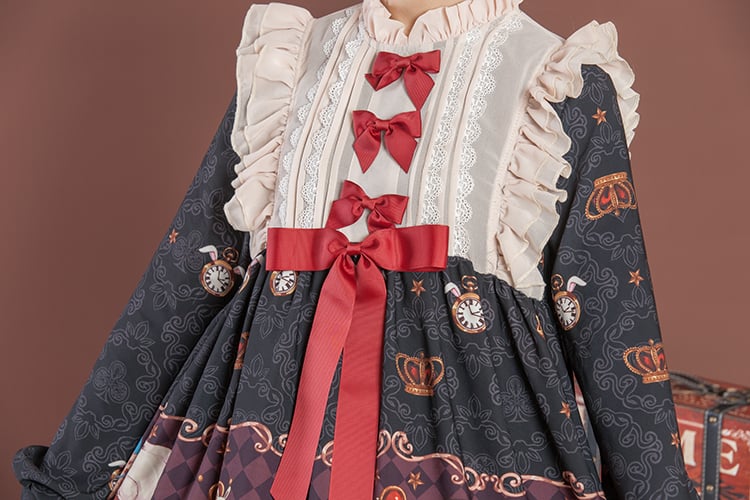 Crown Bear Black Long Sleeves One Piece