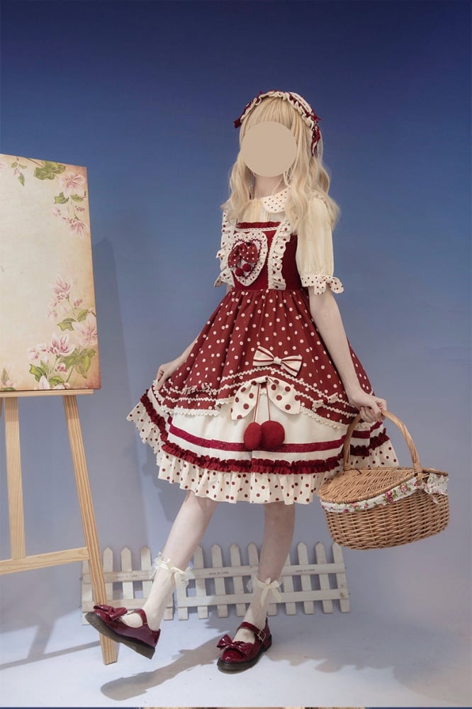 Clearance - Cherry Pie Polka Dot Sweet Jumper Skirt