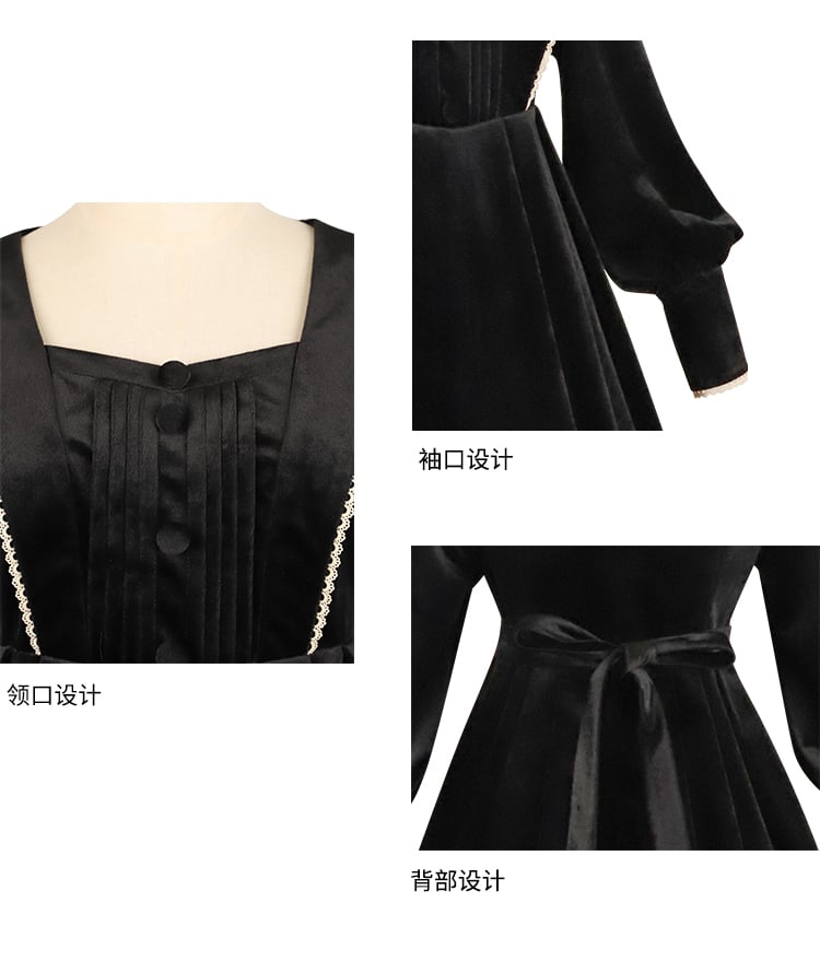 Miss Lily Removable Collar Long Sleeves Black One Piece