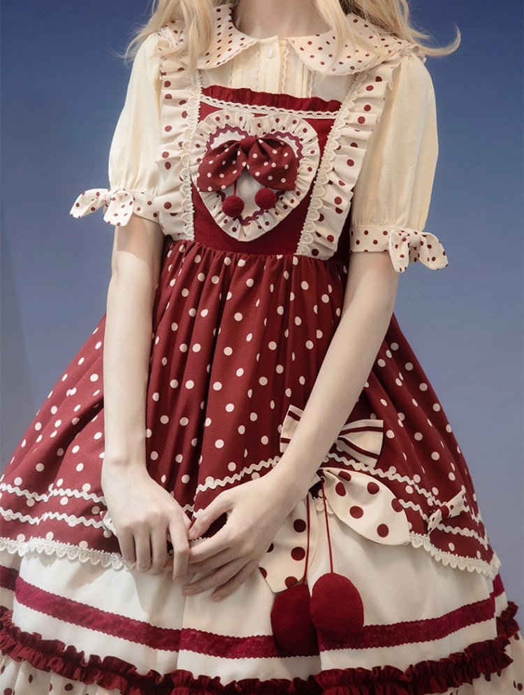 Clearance - Cherry Pie Polka Dot Sweet Jumper Skirt