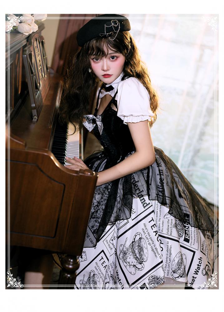 Alice Irregular Hem Skirt Punk One Piece Set