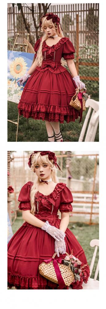 Song of Dawn Short Puff Sleeves Tea Party One Piece