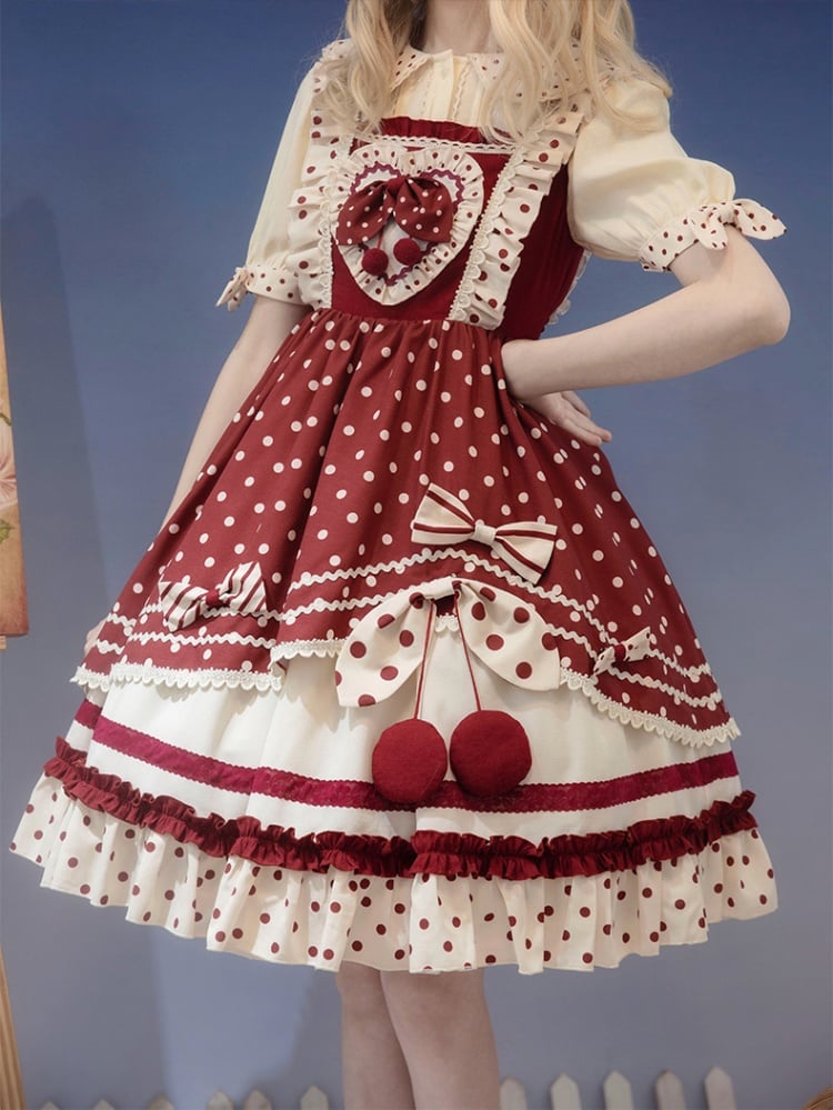 Clearance - Cherry Pie Polka Dot Sweet Jumper Skirt