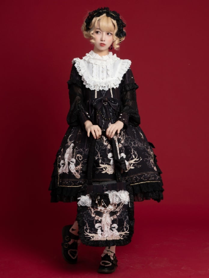 Color Black Reunite the World Long Sleeves One Piece Bust Size Available up to 106cm