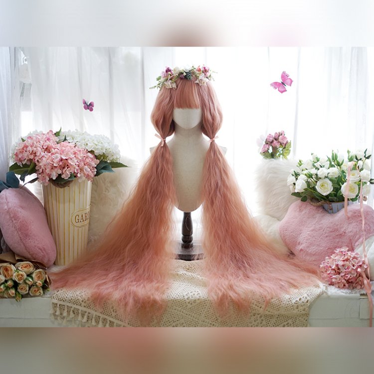 Hip Length Curly Spring Sakura Pink Synthetic Wig