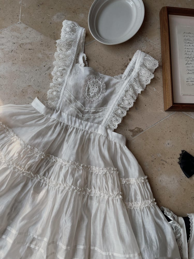 White Ruffle Scalloped Edge Trim Overdress