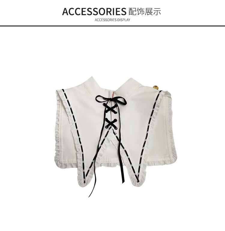 Miss Lily Removable Collar Long Sleeves Black One Piece