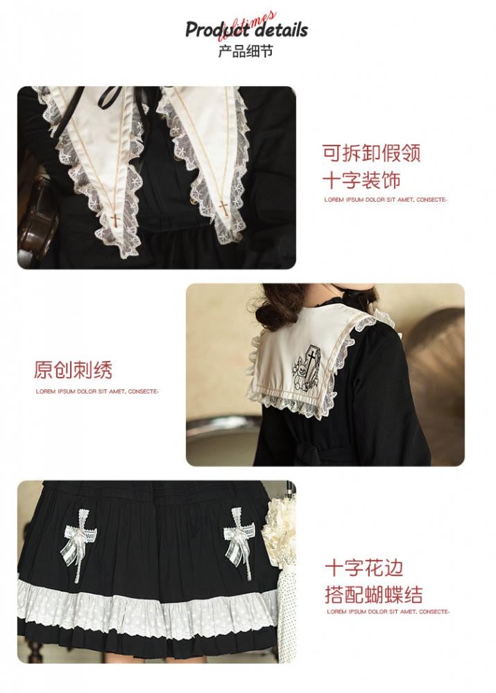 Temple of The Cross Pointed Collar Long Sleeves One Piece
