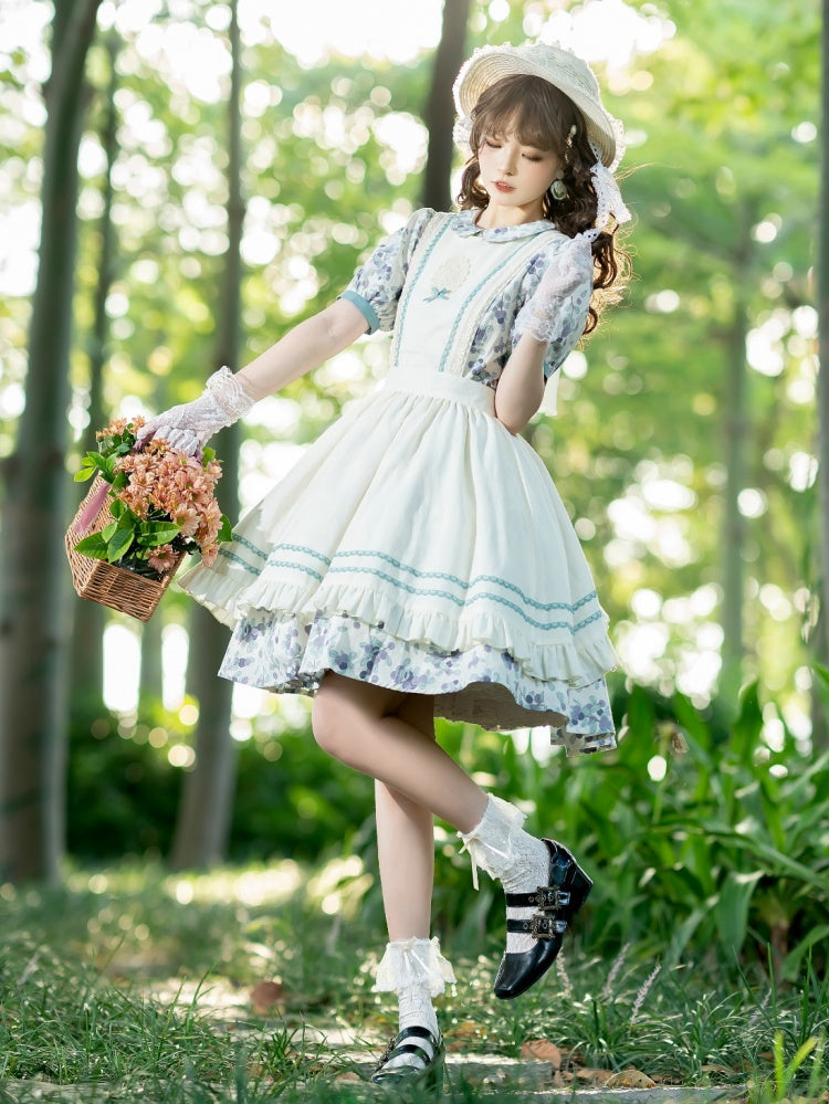 Blueberry Print Daily Dress Cotton One Piece