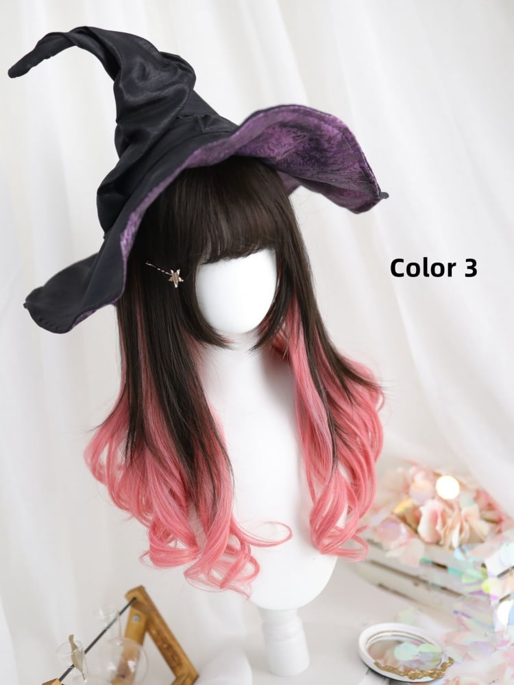 Highlight Hair Color Medium Length Wavy Synthetic Wig 5 Colors