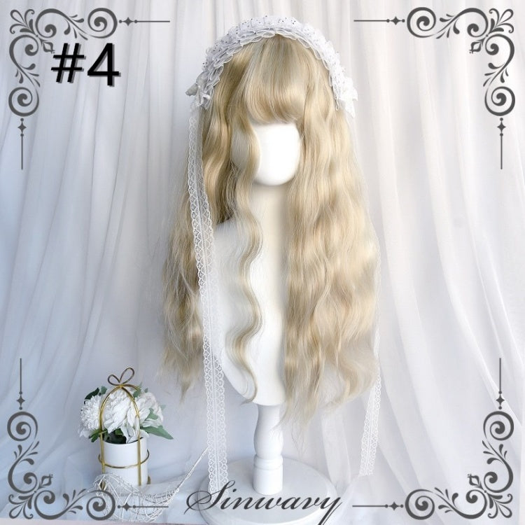 Shepherd Wool Roll Long Curly Synthetic Wig with Air Bangs