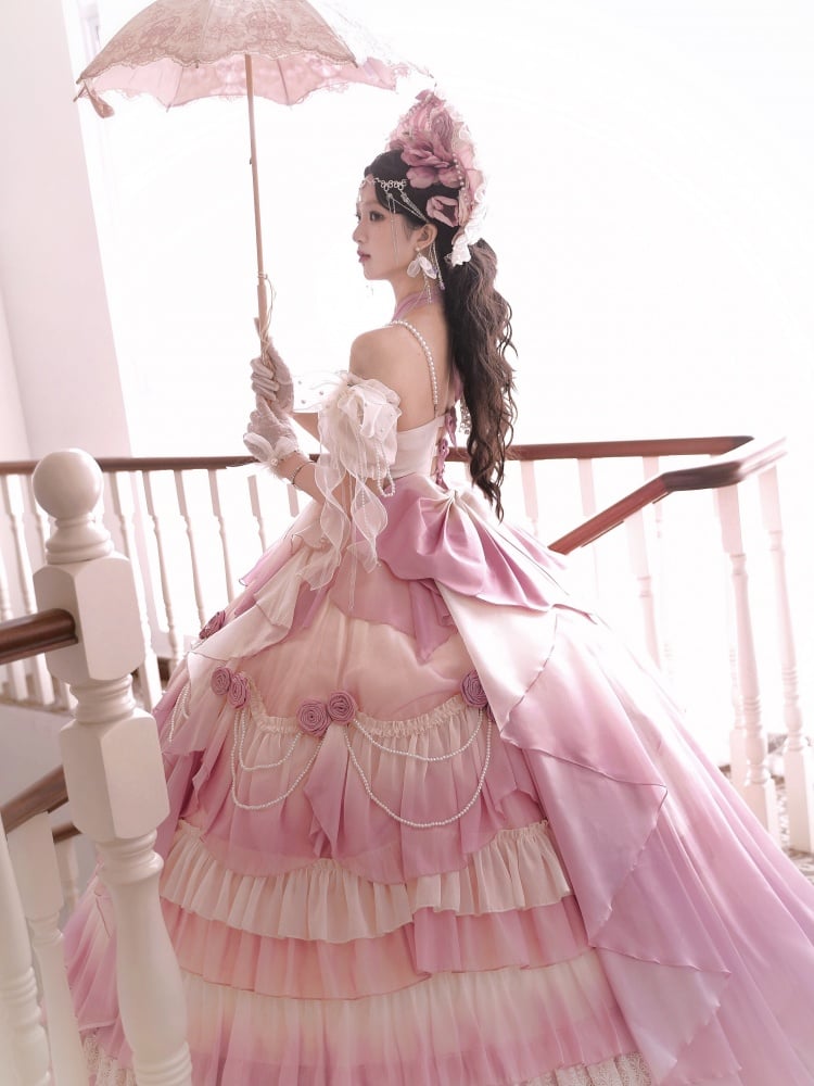 Pink Fairy Hanayome Gorgeous Princess Quinceanera Dress Full Set - Sukuroi