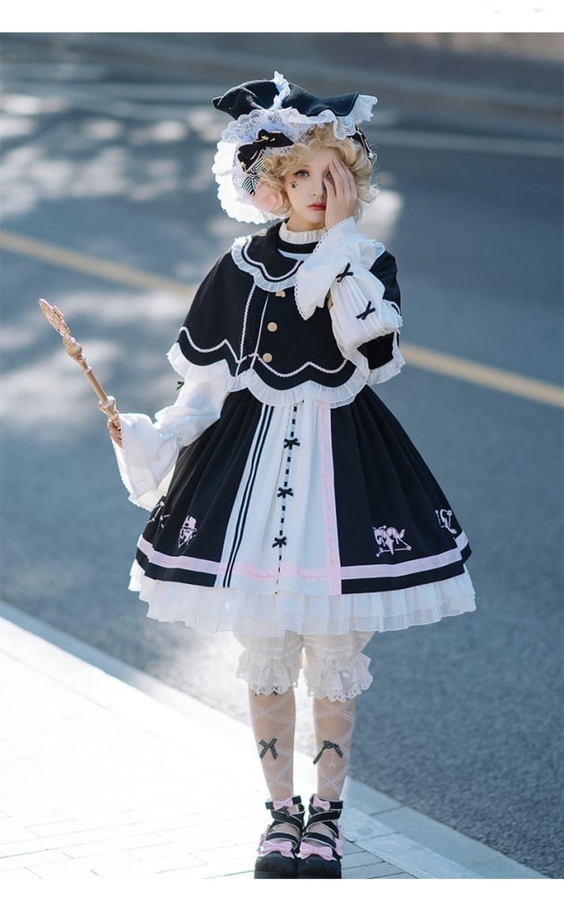 Clearance -Black Star Magician Fake Two-piece Design One Piece Full Set Size S for Bust 89cm