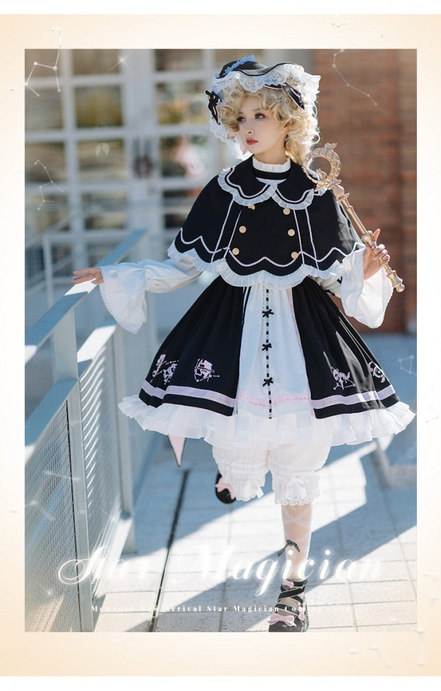 Clearance -Black Star Magician Fake Two-piece Design One Piece Full Set Size S for Bust 89cm