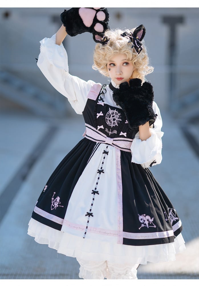 Clearance -Black Star Magician Fake Two-piece Design One Piece Full Set Size S for Bust 89cm