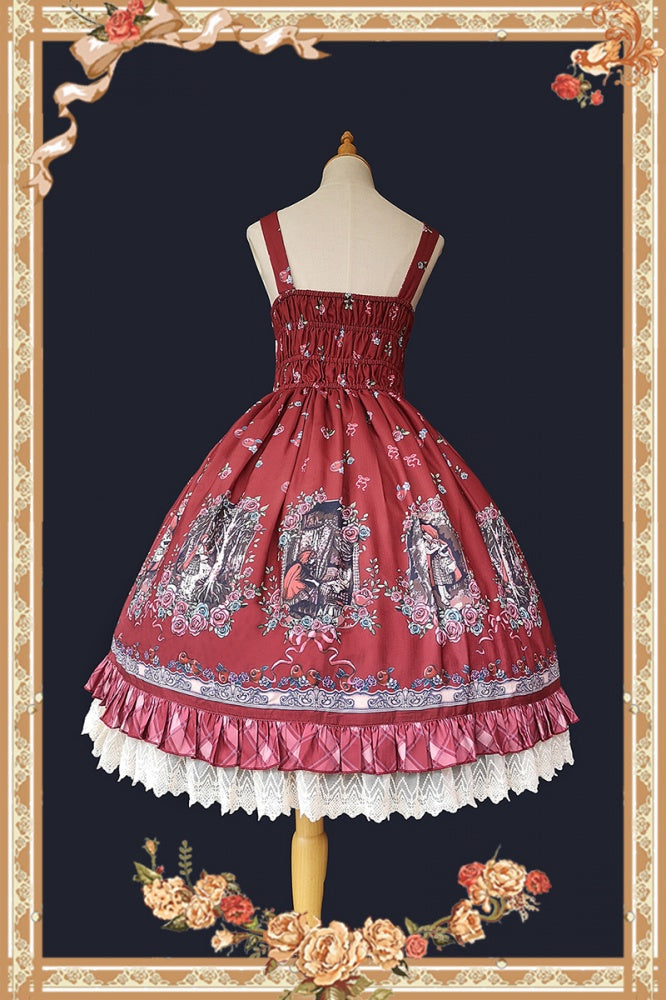 Back view of red Little Red Riding Hood jumper skirt